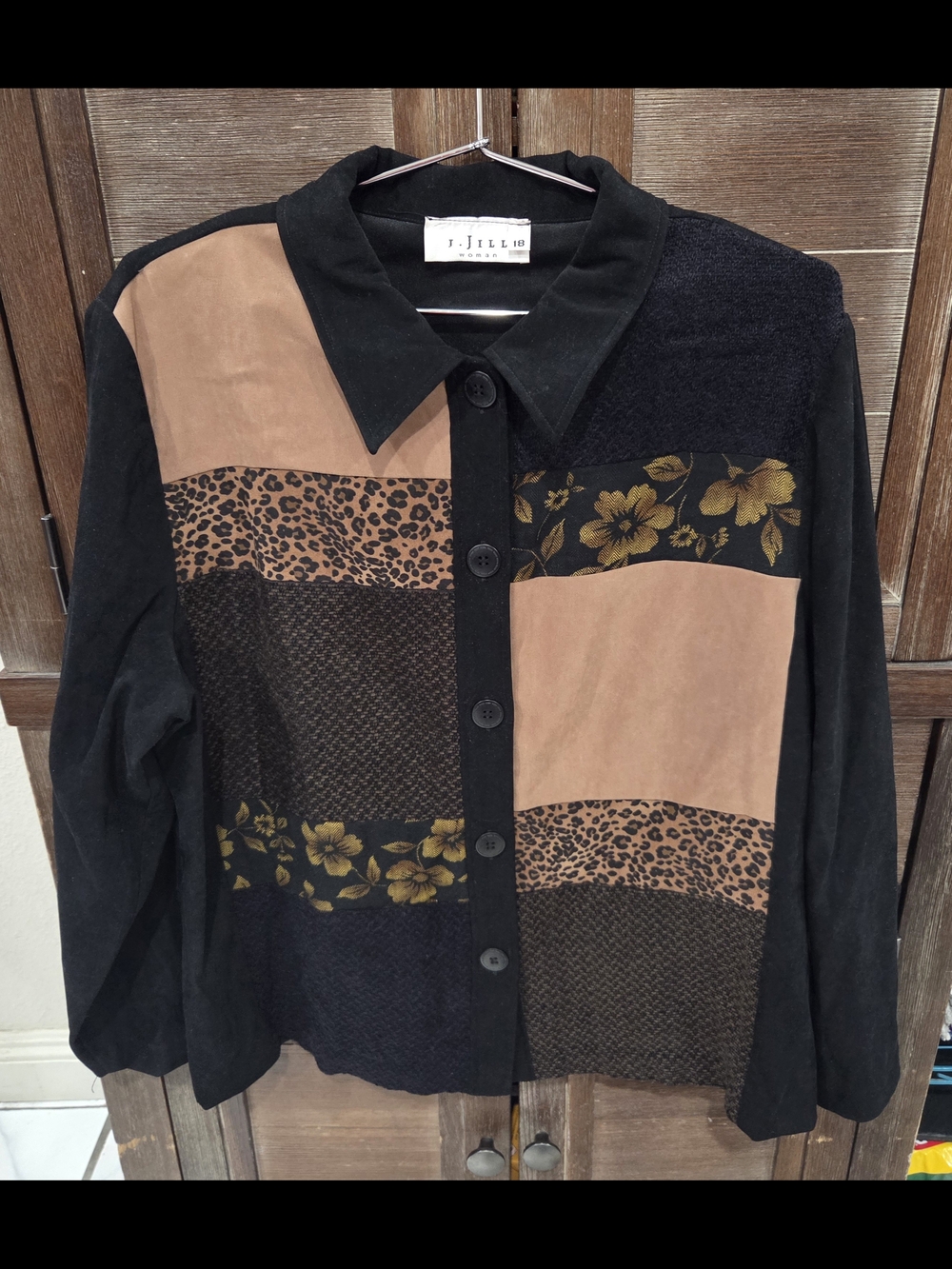 J Jill Vtg Women's Plus Size 18 Button Up Multicolor Cotton Blouse